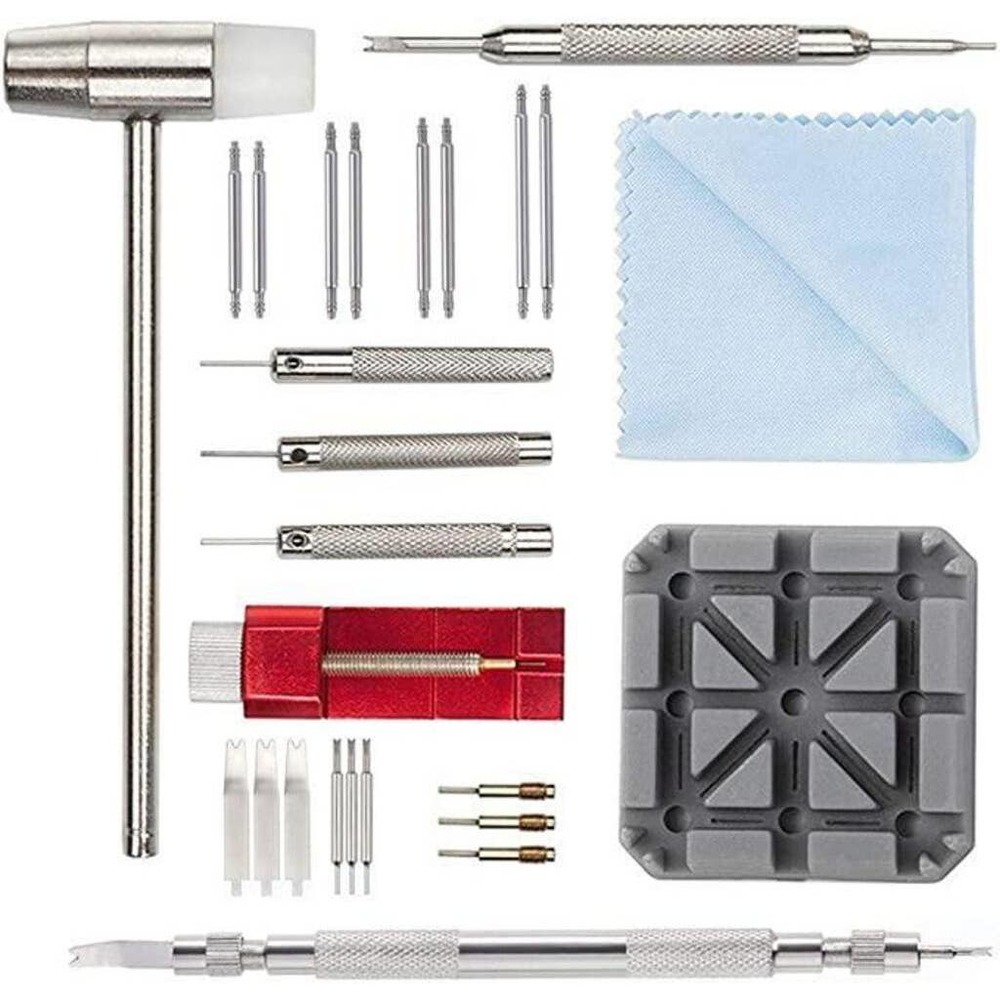 28 Piece watch repair kit with Black zipper Nylon storage bag